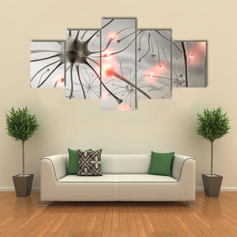 Hardwired Neurons Canvas Wall Art-5 Star-Gallery Wrap-62" x 32"-Tiaracle