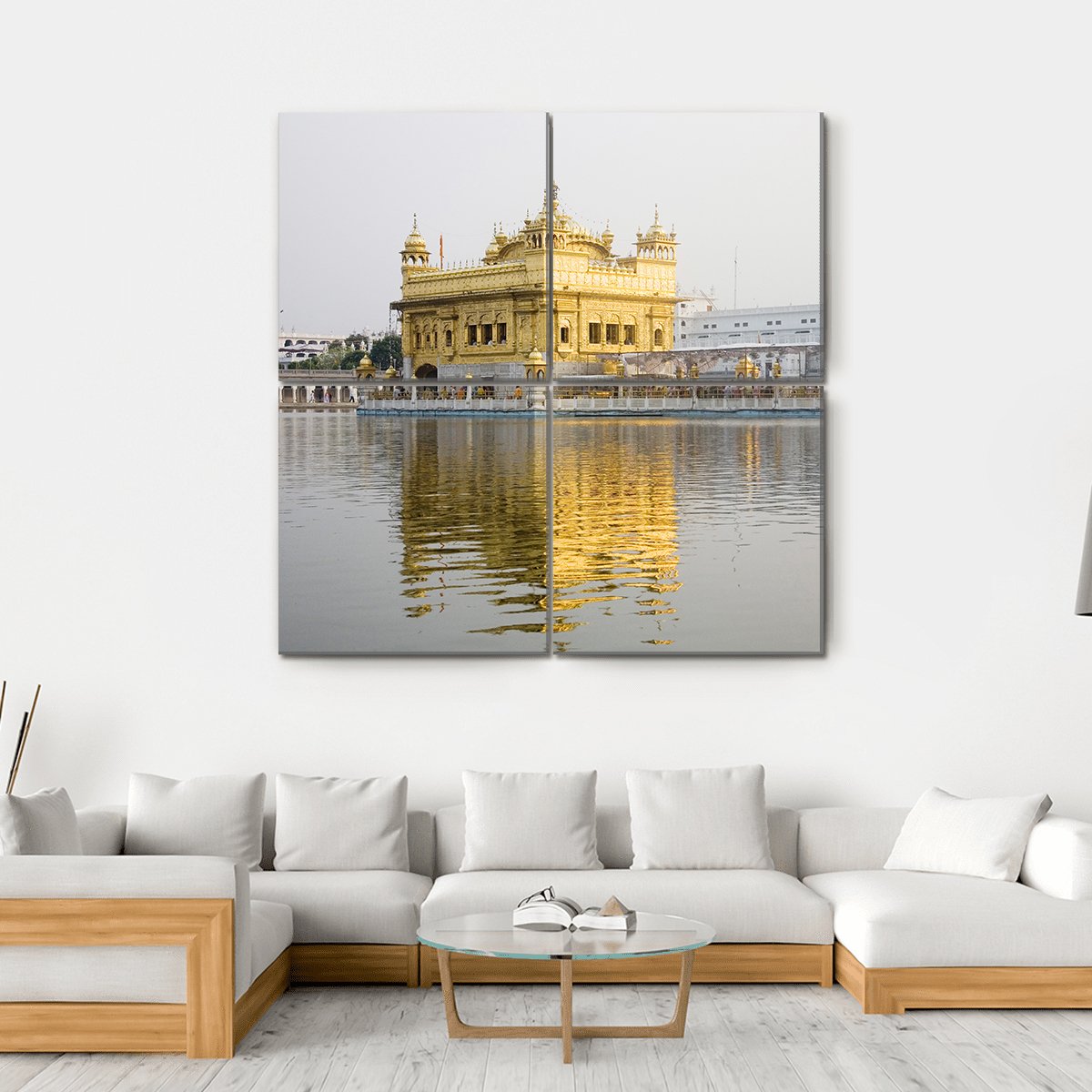 Harimandir Sahib Swarn Mandir Canvas Wall Art-4 Square-Gallery Wrap-17" x 17"-Tiaracle