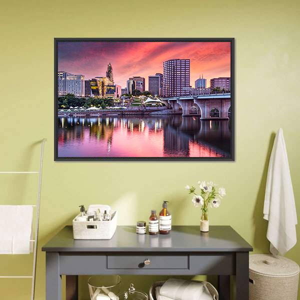 Hartford Connecticut Canvas Wall Art-1 Piece-Floating Frame-24" x 16"-Tiaracle
