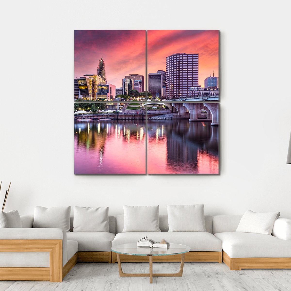 Hartford Connecticut Canvas Wall Art-4 Square-Gallery Wrap-17" x 17"-Tiaracle