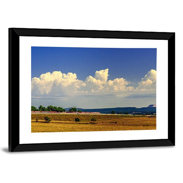 Harvest Field Under Blue Sky Panoramic Canvas Wall Art-1 Piece-36" x 12"-Tiaracle