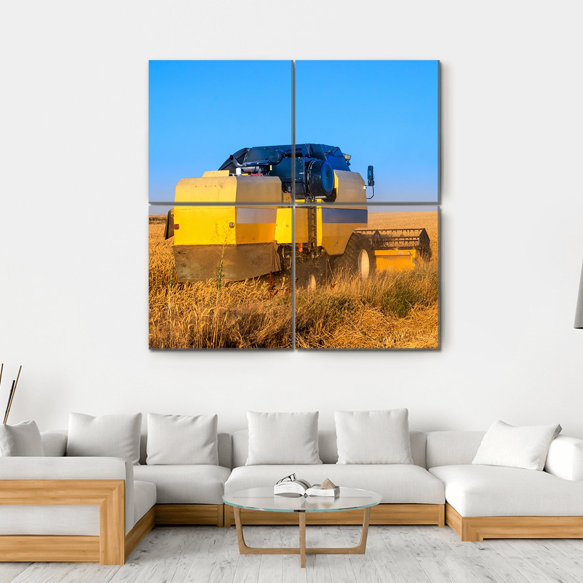 Harvest In Day Time Canvas Wall Art-4 Square-Gallery Wrap-17" x 17"-Tiaracle