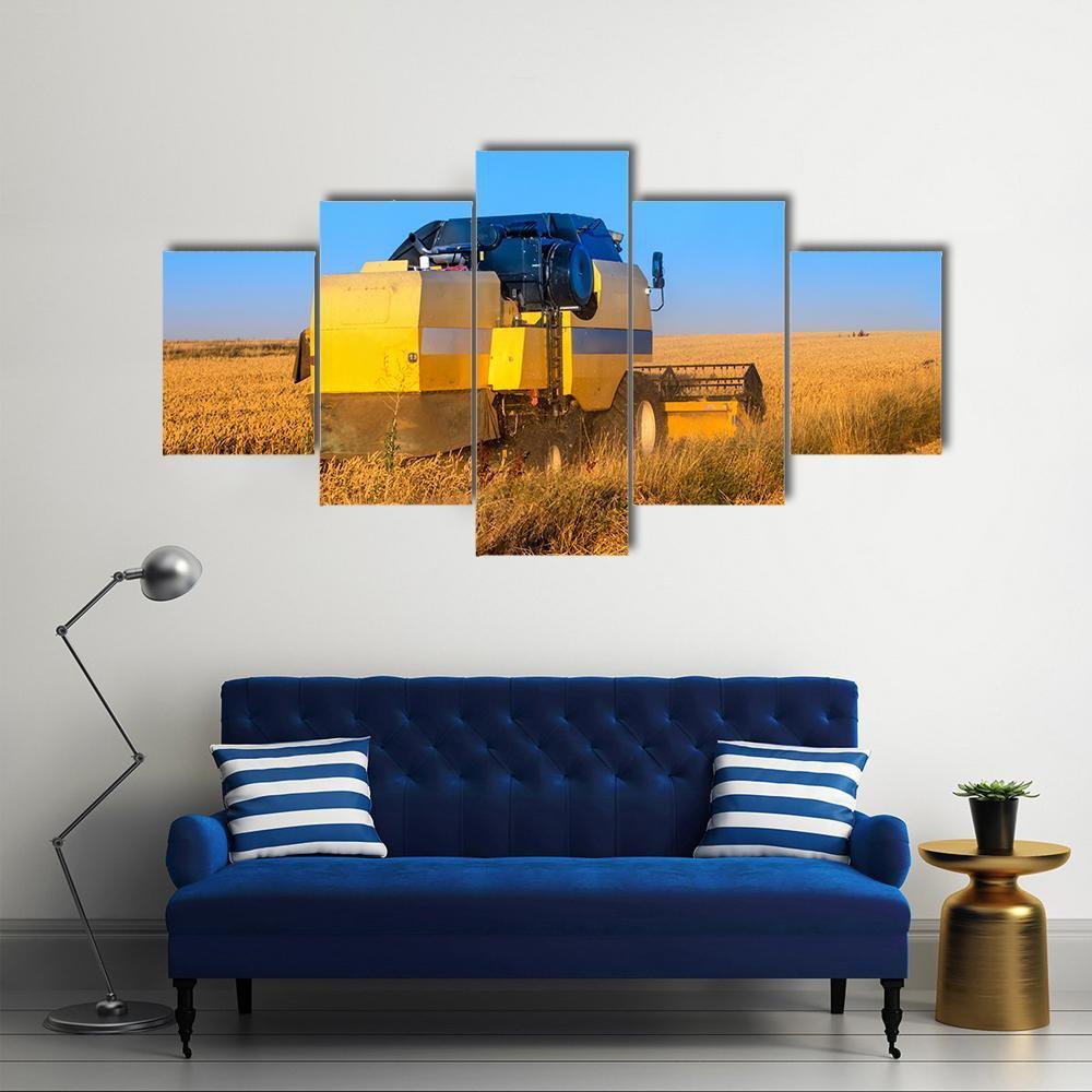 Harvest In Day Time Canvas Wall Art-5 Star-Gallery Wrap-62" x 32"-Tiaracle
