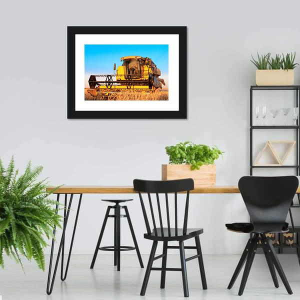 Harvest Machine In Fields Canvas Wall Art-3 Horizontal-Gallery Wrap-25" x 16"-Tiaracle