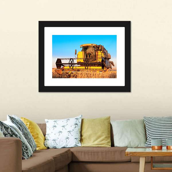 Harvest Machine In Fields Canvas Wall Art-3 Horizontal-Gallery Wrap-25" x 16"-Tiaracle