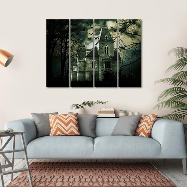 Haunted House Canvas Wall Art-4 Horizontal-Gallery Wrap-34" x 24"-Tiaracle