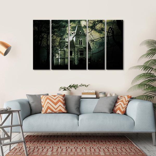 Haunted House Canvas Wall Art-5 Horizontal-Gallery Wrap-22" x 12"-Tiaracle