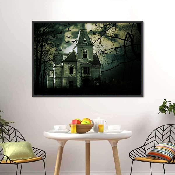 Haunted House Canvas Wall Art-3 Horizontal-Gallery Wrap-25" x 16"-Tiaracle