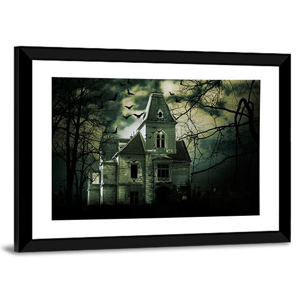 Haunted House Canvas Wall Art-3 Horizontal-Gallery Wrap-25" x 16"-Tiaracle