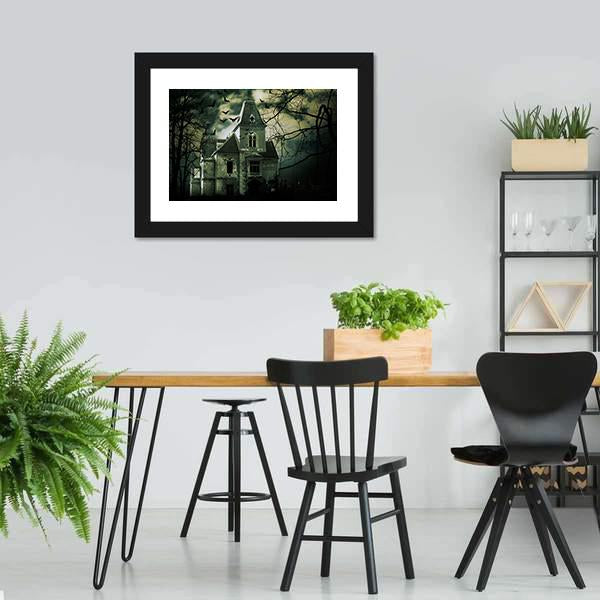 Haunted House Canvas Wall Art-3 Horizontal-Gallery Wrap-25" x 16"-Tiaracle