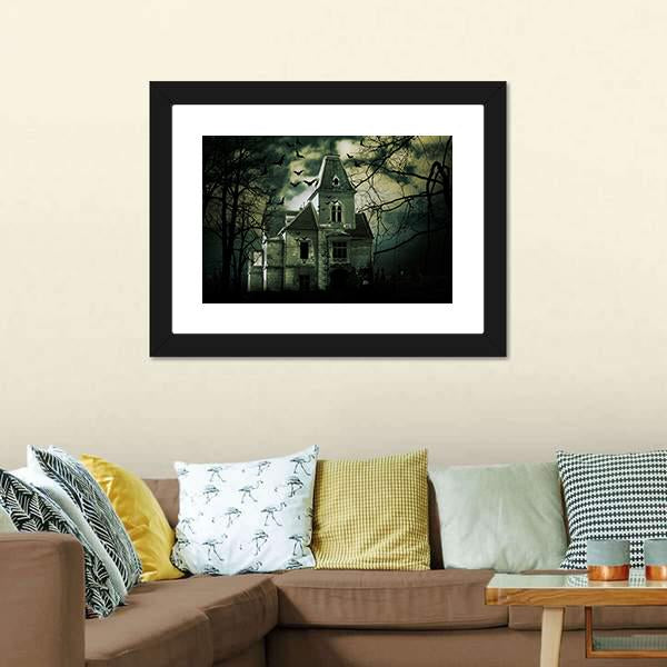Haunted House Canvas Wall Art-3 Horizontal-Gallery Wrap-25" x 16"-Tiaracle