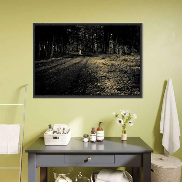 Haunted Roadside Area Canvas Wall Art-1 Piece-Floating Frame-24" x 16"-Tiaracle