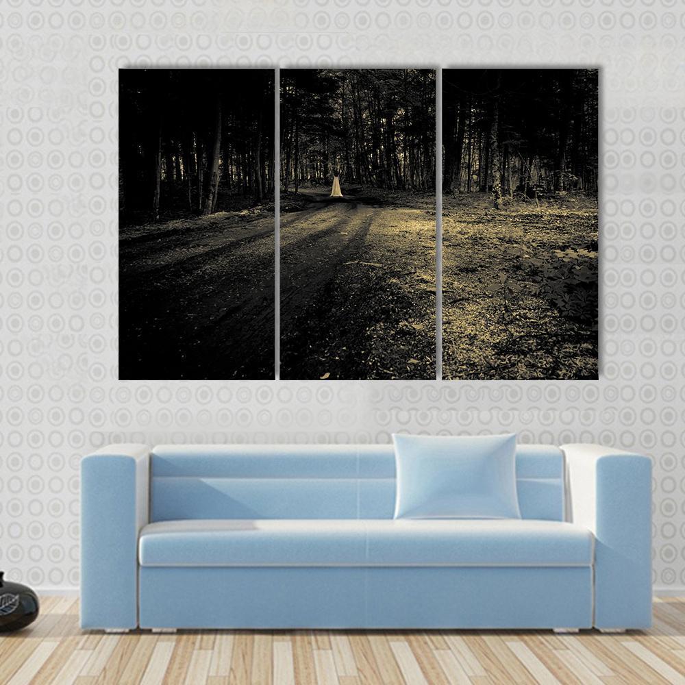Haunted Roadside Area Canvas Wall Art-3 Horizontal-Gallery Wrap-37" x 24"-Tiaracle