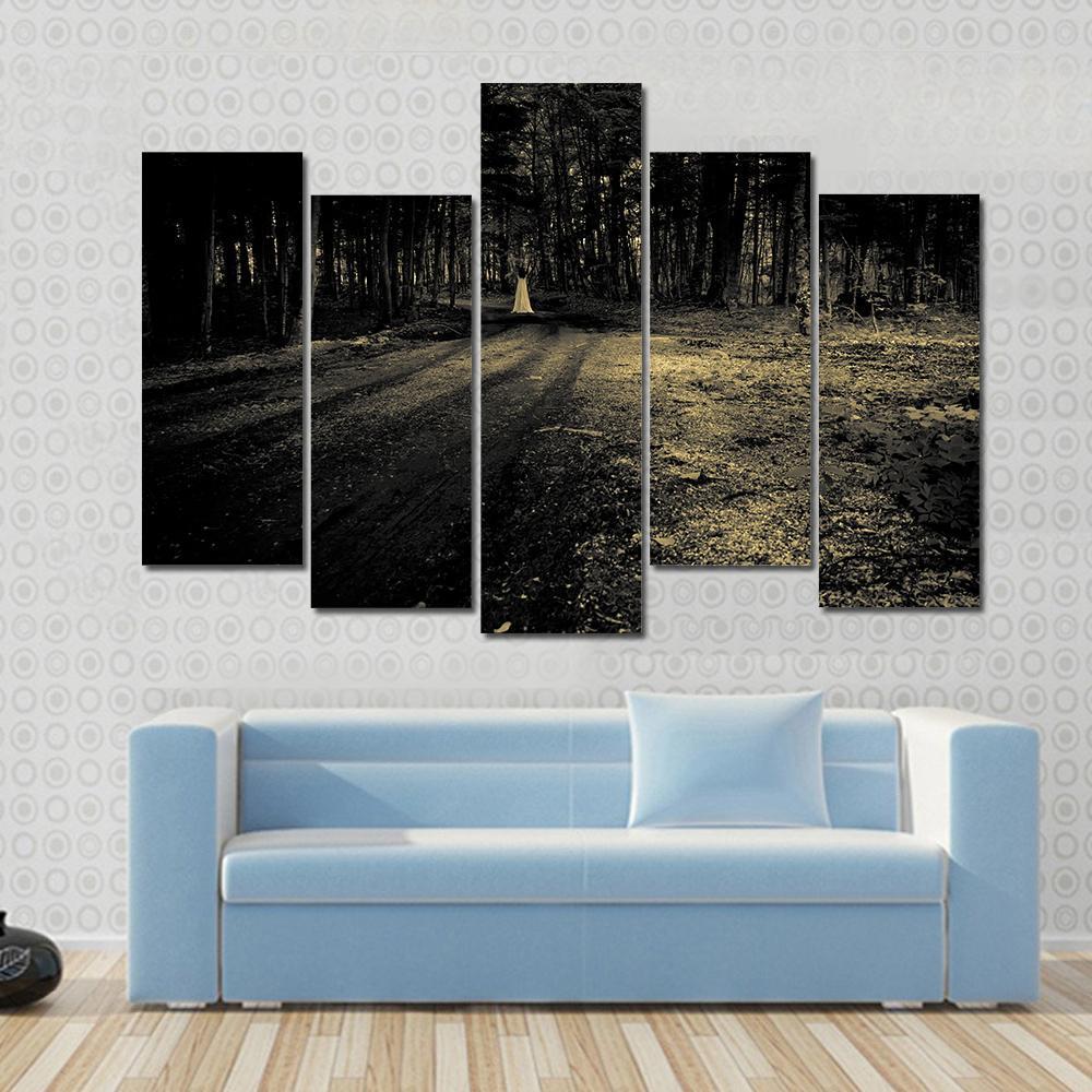 Haunted Roadside Area Canvas Wall Art-5 Pop-Gallery Wrap-47" x 32"-Tiaracle