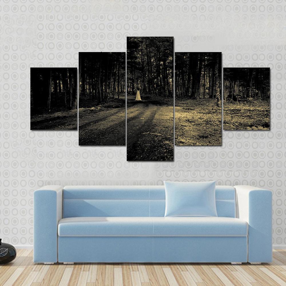 Haunted Roadside Area Canvas Wall Art-5 Star-Gallery Wrap-62" x 32"-Tiaracle