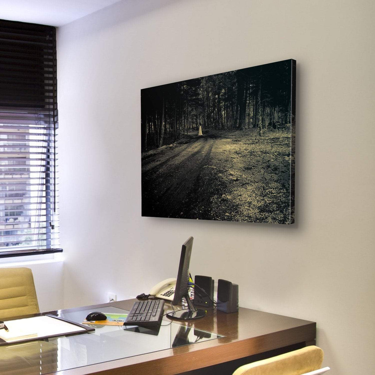 Haunted Roadside Area Canvas Wall Art-3 Horizontal-Gallery Wrap-25" x 16"-Tiaracle