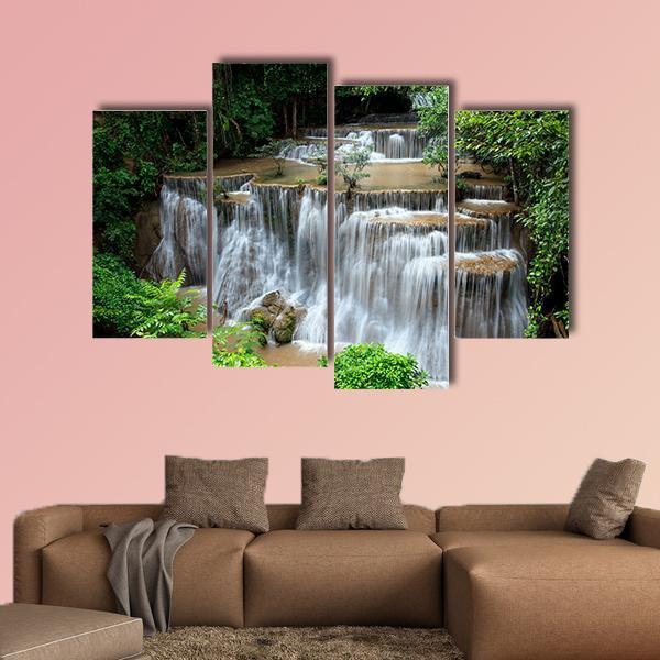 Huai Mae Khamin Waterfalls Canvas Wall Art-4 Pop-Gallery Wrap-50" x 32"-Tiaracle