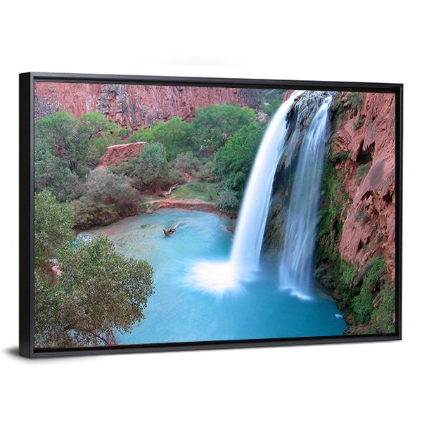 Havasu Falls In Arizona Canvas Wall Art-3 Horizontal-Gallery Wrap-25" x 16"-Tiaracle