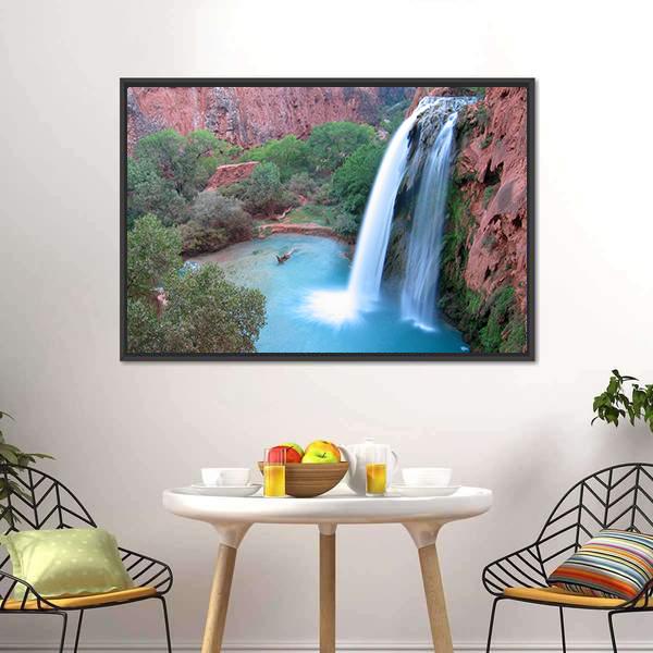 Havasu Falls In Arizona Canvas Wall Art-3 Horizontal-Gallery Wrap-25" x 16"-Tiaracle