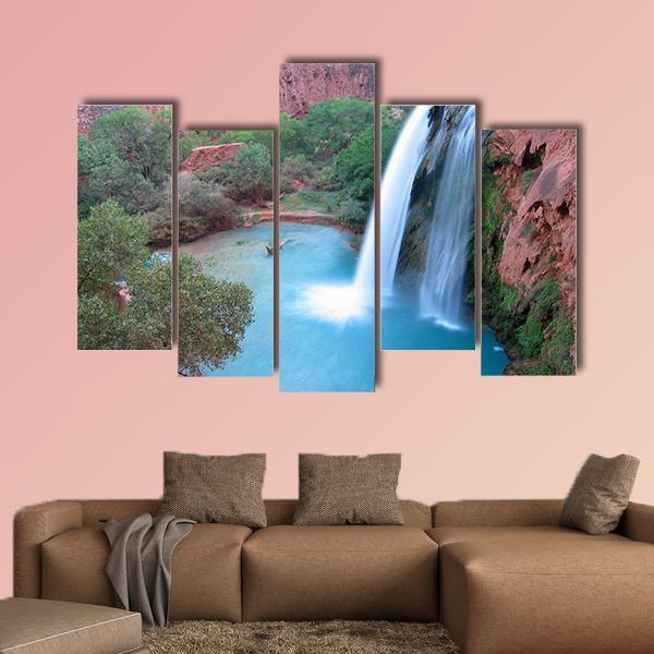 Havasu Falls In Arizona Canvas Wall Art-5 Pop-Gallery Wrap-47" x 32"-Tiaracle