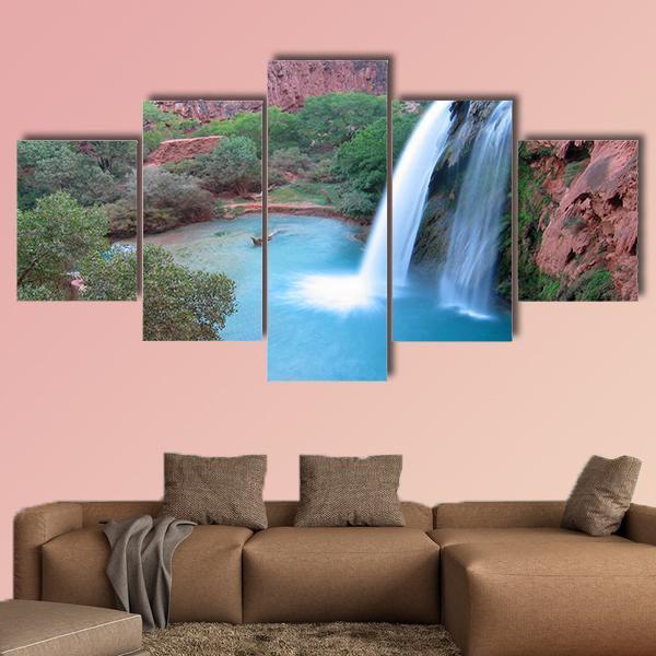Havasu Falls In Arizona Canvas Wall Art-5 Star-Gallery Wrap-62" x 32"-Tiaracle