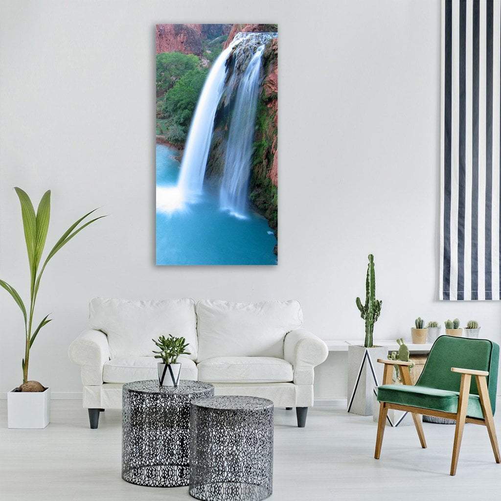 Havasu Falls In Arizona Vertical Canvas Wall Art-3 Vertical-Gallery Wrap-12" x 25"-Tiaracle