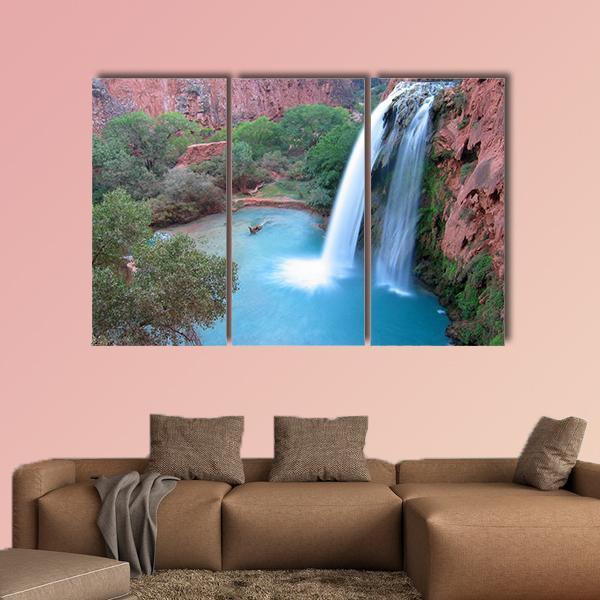 Havasu Falls In Arizona Canvas Wall Art-3 Horizontal-Gallery Wrap-37" x 24"-Tiaracle