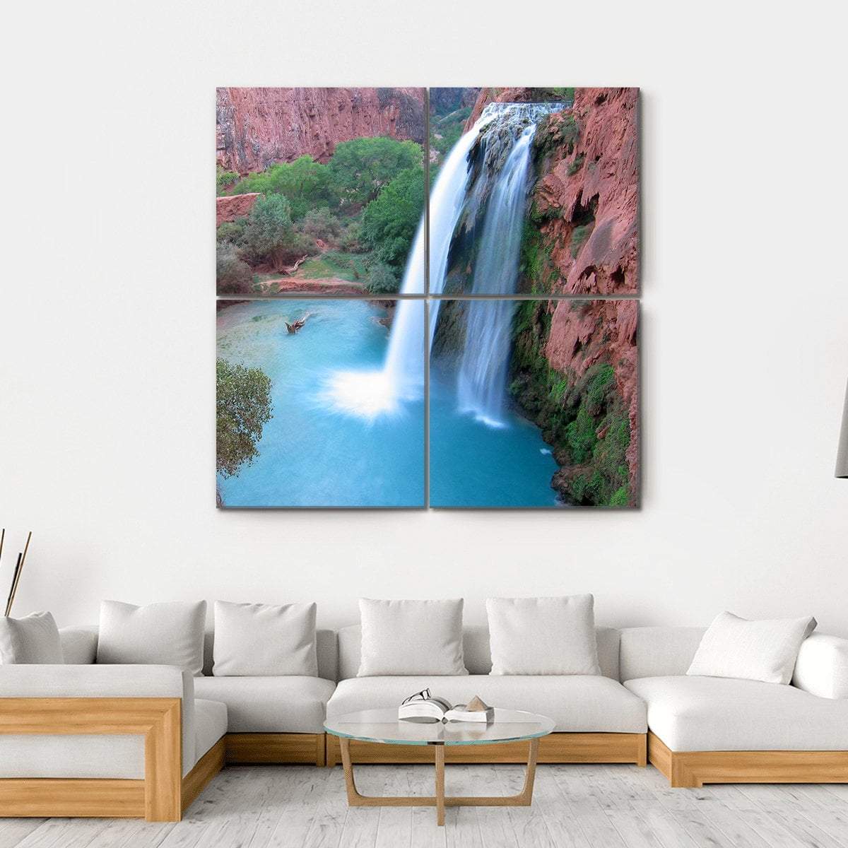 Havasu Falls In Arizona Canvas Wall Art-4 Square-Gallery Wrap-17" x 17"-Tiaracle