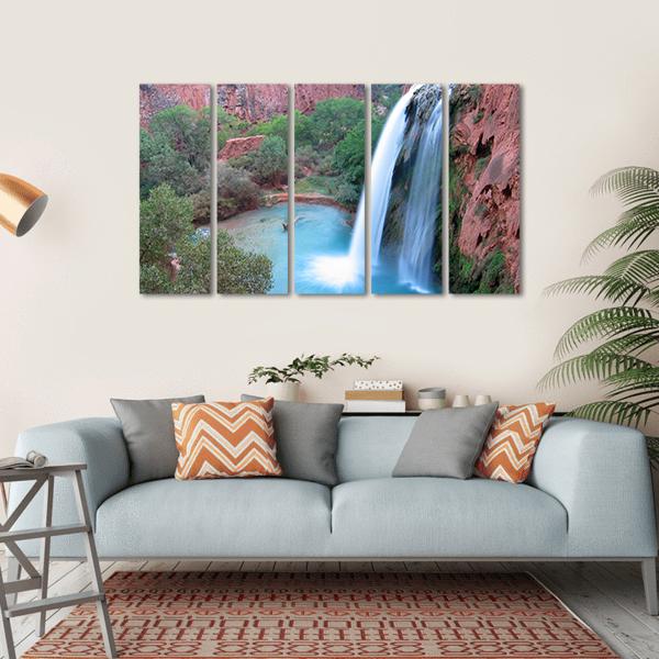 Havasu Falls In Arizona Canvas Wall Art-5 Horizontal-Gallery Wrap-22" x 12"-Tiaracle