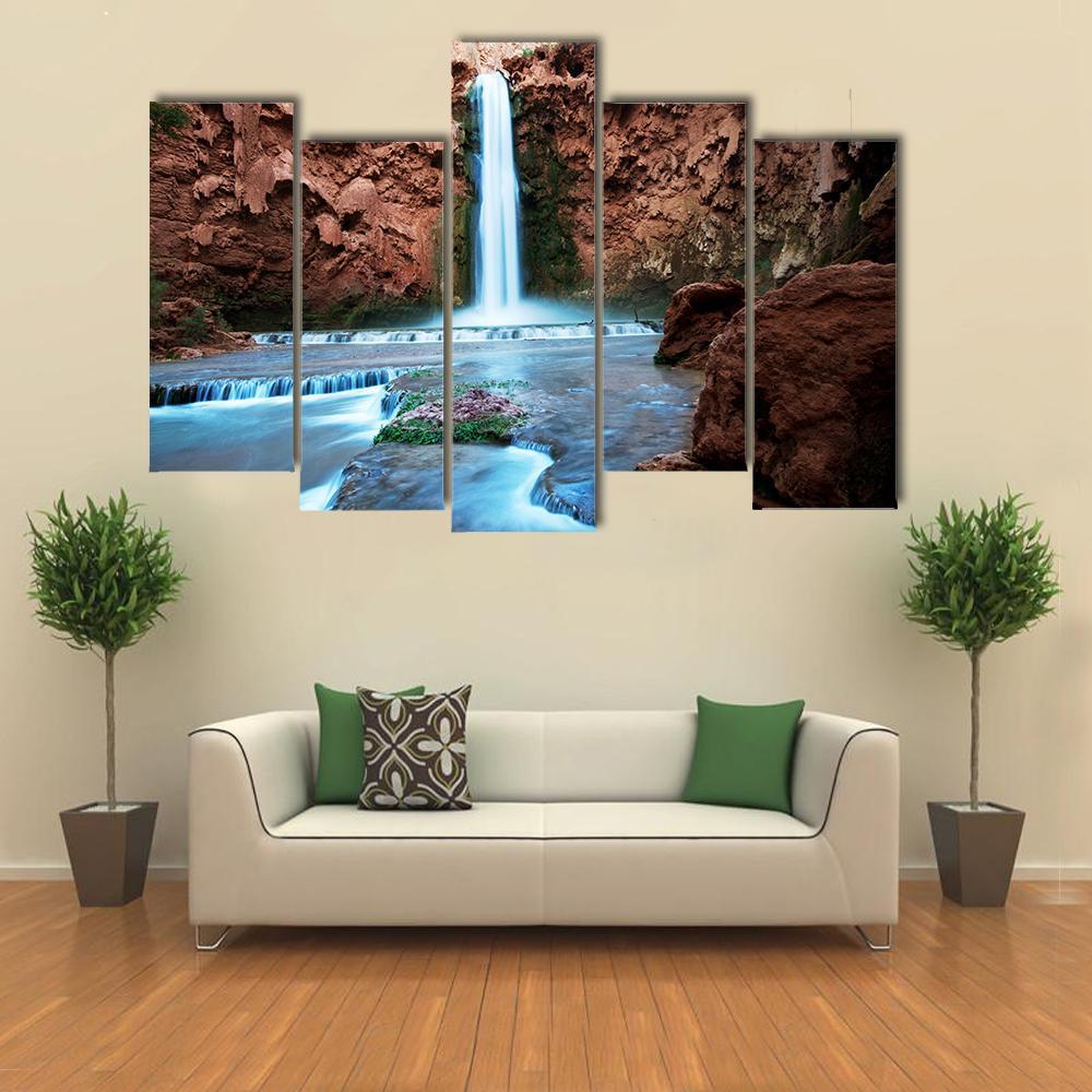 Havasu Falls Canvas Wall Art-5 Pop-Gallery Wrap-47&quot; x 32&quot;-Tiaracle