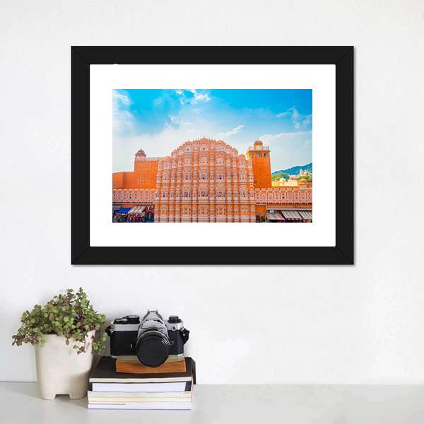 Hawa Mahal In Jaipur Canvas Wall Art-1 Piece-Framed Print-20" x 16"-Tiaracle