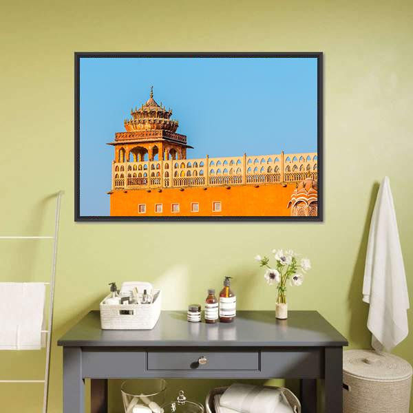 Hawa Mahal Jaipur Canvas Wall Art-1 Piece-Floating Frame-24" x 16"-Tiaracle