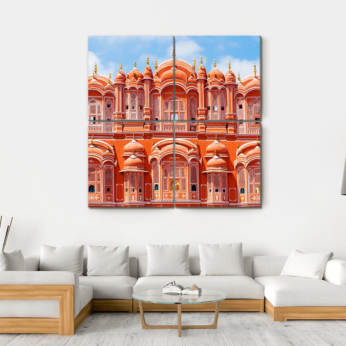 Hawa Mahal Palace Canvas Wall Art-4 Square-Gallery Wrap-17" x 17"-Tiaracle