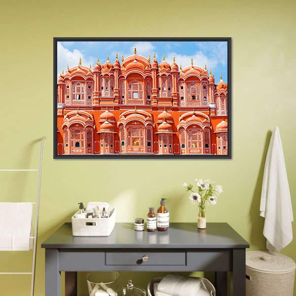 Hawa Mahal Palace Canvas Wall Art-1 Piece-Floating Frame-24" x 16"-Tiaracle