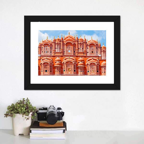Hawa Mahal Palace Canvas Wall Art-1 Piece-Framed Print-20" x 16"-Tiaracle