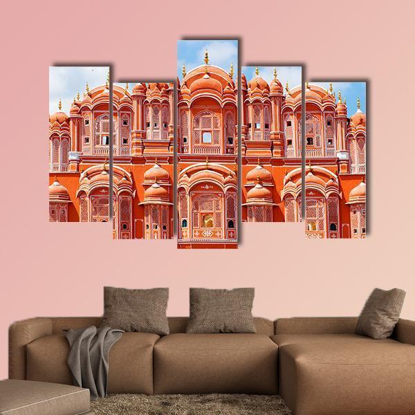 Hawa Mahal Palace Canvas Wall Art-5 Pop-Gallery Wrap-47" x 32"-Tiaracle
