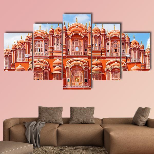 Hawa Mahal Palace Canvas Wall Art-5 Star-Gallery Wrap-62" x 32"-Tiaracle