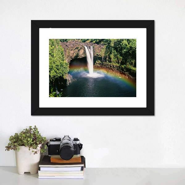 Hawaii Rainbow Falls Canvas Wall Art-1 Piece-Framed Print-30" x 20"-Tiaracle