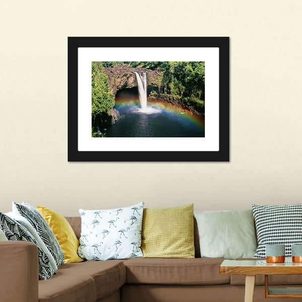 Hawaii Rainbow Falls Vertical Canvas Wall Art-3 Vertical-Gallery Wrap-12" x 25"-Tiaracle