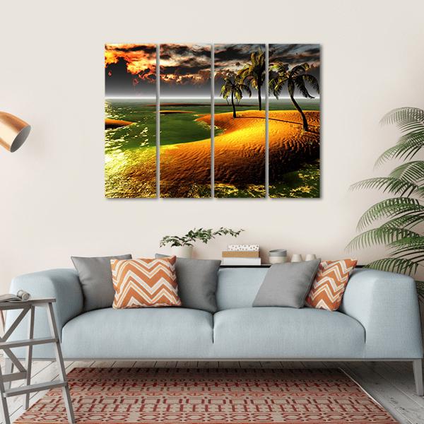 Hawaiian Sunset In Tropical Paradise Canvas Wall Art-4 Horizontal-Gallery Wrap-34" x 24"-Tiaracle
