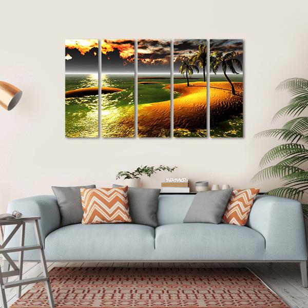 Hawaiian Sunset In Tropical Paradise Canvas Wall Art-5 Horizontal-Gallery Wrap-22" x 12"-Tiaracle