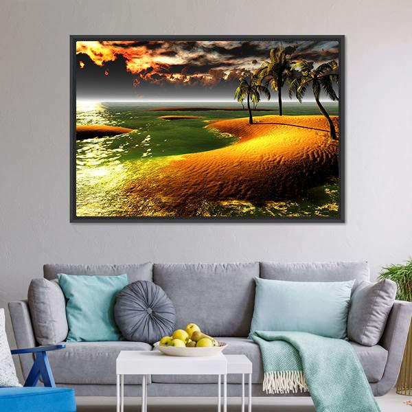 Hawaiian Sunset In Tropical Paradise Canvas Wall Art-5 Horizontal-Gallery Wrap-22" x 12"-Tiaracle