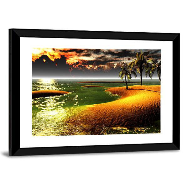 Hawaiian Sunset In Tropical Paradise Canvas Wall Art-3 Horizontal-Gallery Wrap-25" x 16"-Tiaracle