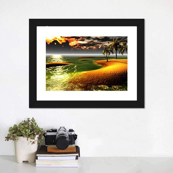 Hawaiian Sunset In Tropical Paradise Canvas Wall Art-1 Piece-Framed Print-20" x 16"-Tiaracle