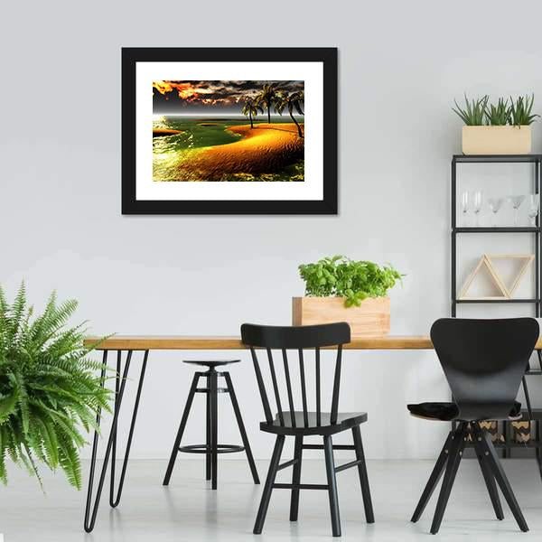 Hawaiian Sunset In Tropical Paradise Canvas Wall Art-3 Horizontal-Gallery Wrap-25" x 16"-Tiaracle