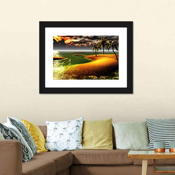 Hawaiian Sunset In Tropical Paradise Canvas Wall Art-5 Horizontal-Gallery Wrap-22" x 12"-Tiaracle