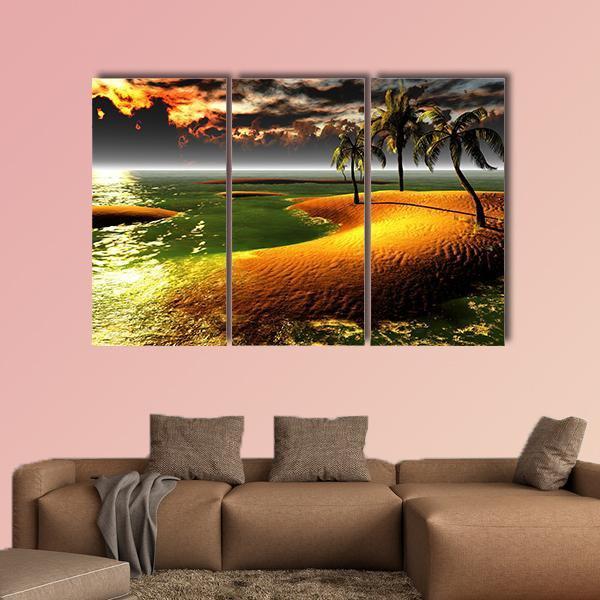 Hawaiian Sunset In Tropical Paradise Canvas Wall Art-3 Horizontal-Gallery Wrap-25" x 16"-Tiaracle
