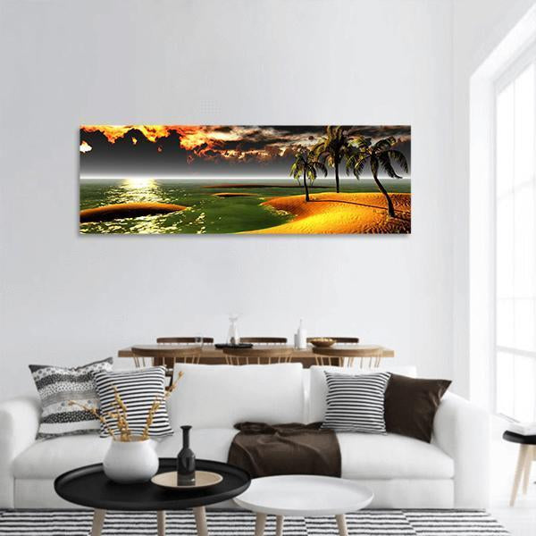 Hawaiian Sunset In Tropical Paradise Panoramic Canvas Wall Art-1 Piece-36" x 12"-Tiaracle