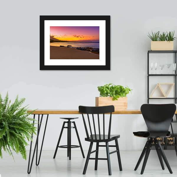 Hawaiian Sunset On Beach Canvas Wall Art-5 Horizontal-Gallery Wrap-22" x 12"-Tiaracle