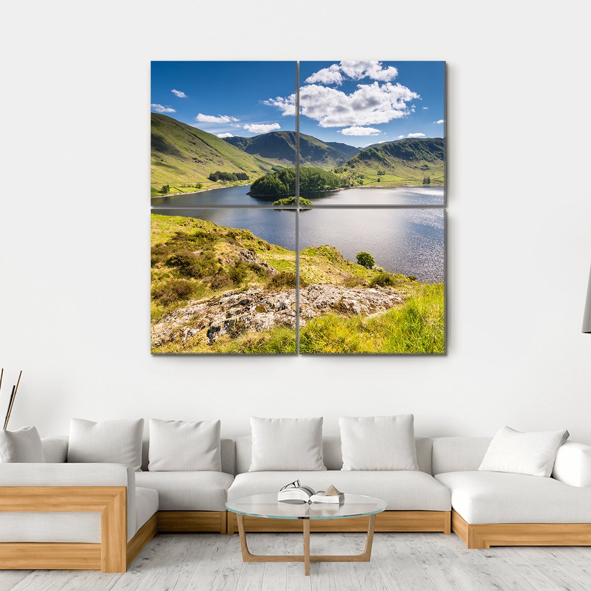 Haweswater From Whiteacre Crag Canvas Wall Art-4 Square-Gallery Wrap-17" x 17"-Tiaracle